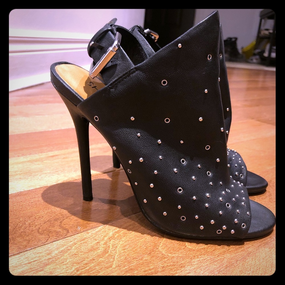 Studded Peep-toe High Heels